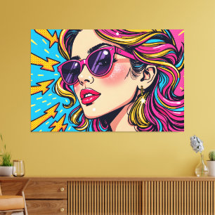 Toile Art Pop Glam Electrique - Dynamic Retro 80's
