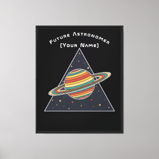 Toile Art Rétro Saturne Astronome du Futur - Personnalis