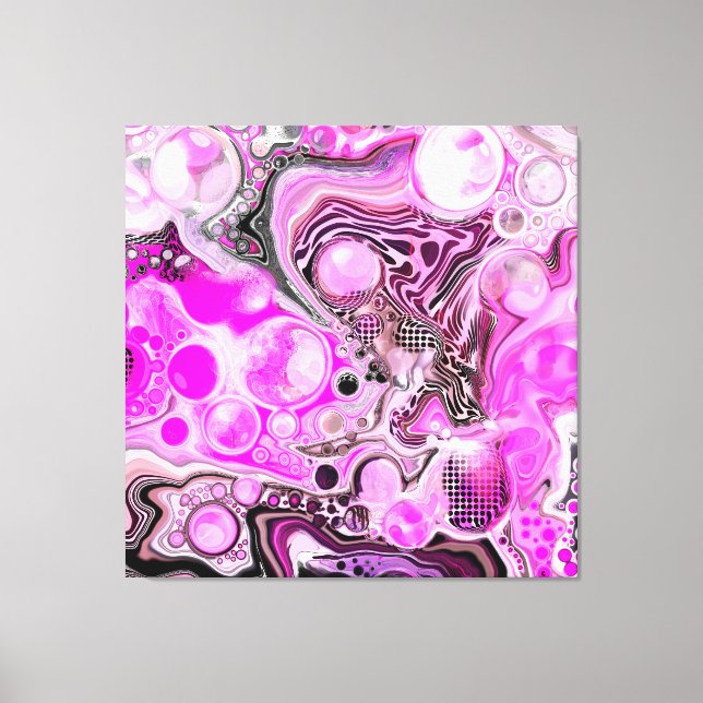 Toile Art rose et noir fluide (Recto)