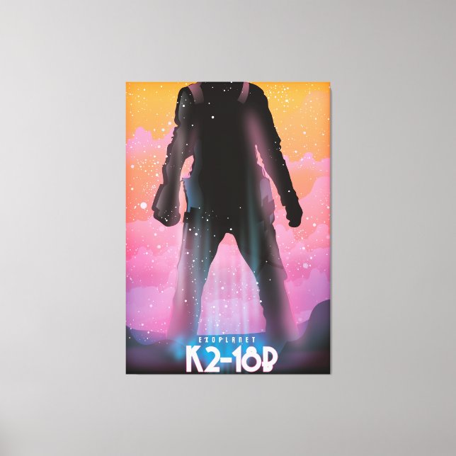 Toile Art spatial exoplanète K2-18b (Recto)