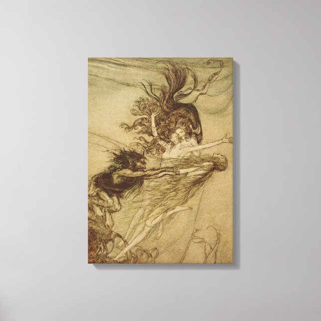 Toile Arthur Rackham | Les Rhinemaidens taquinant Alberi (Recto)