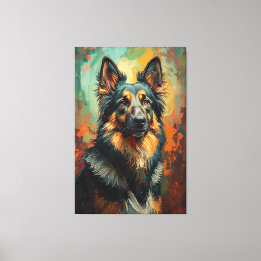 Toile Artistique berger allemand Portrait peinture vibra