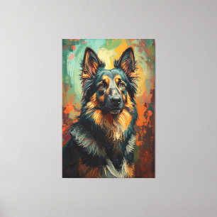 Toile Artistique berger allemand Portrait peinture vibra