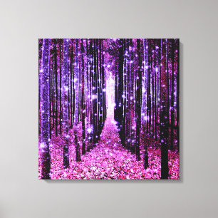 Toile artistique Forêt magique rose violet