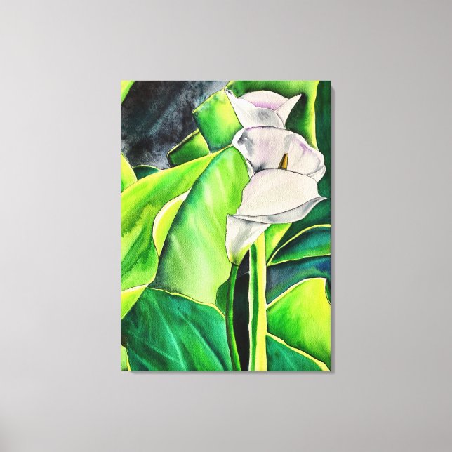 Toile Arum blanc Lily aquarelle tropicale florale (Recto)