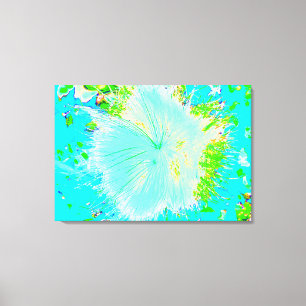 Toile Asclépiade Psychedelique Aqua et Vert Citron