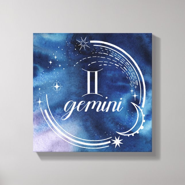 Toile Astrologie aquarelle - Gemini (Recto)