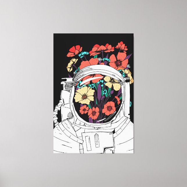 Toile Astronaut Floral space art (Recto)