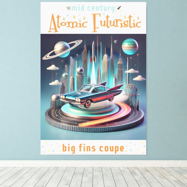 Toile Atomic Futuristic Big Fins Coupe Car (Insitu (Plancher de Bois))