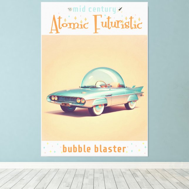 Toile Atomic Futuristic Bubble Blaster Car (Insitu (Plancher de Bois))