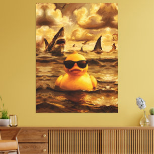 Toile Attaque Épique de Requin avec un Canard en Caoutch