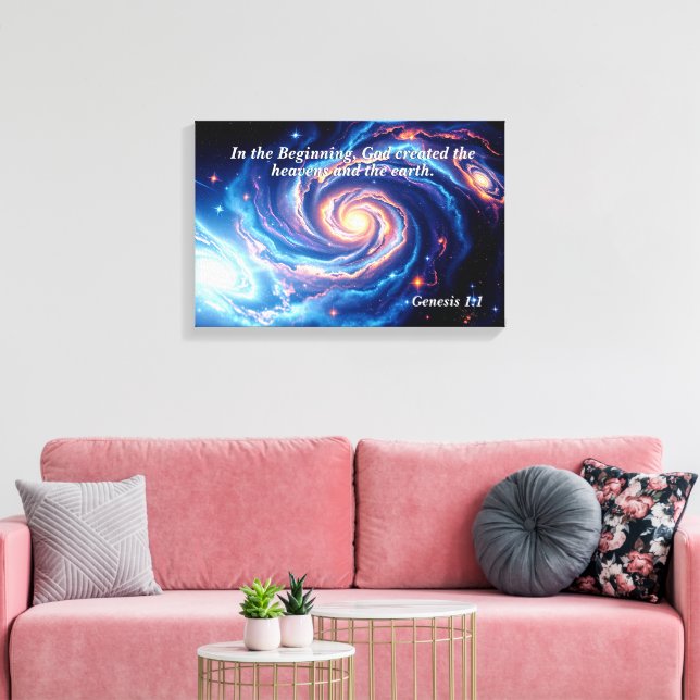 Toile Au début, Dieu et Verse de création (Insitu(Salon))