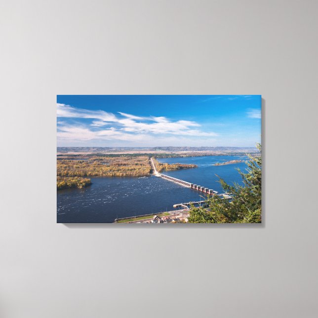 Toile Au-dessus du fleuve Mississippi et du barrage d'Al (Recto)