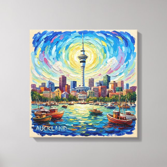 Toile Auckland Harbor Skyline Radiance Canvas Art (Recto)