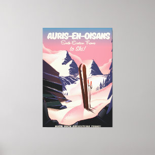 Toile AURIS-EN-OISANS France affiche de ski