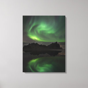 Toile Aurores boréales Plage de Vestrahorn Hofn, Islan