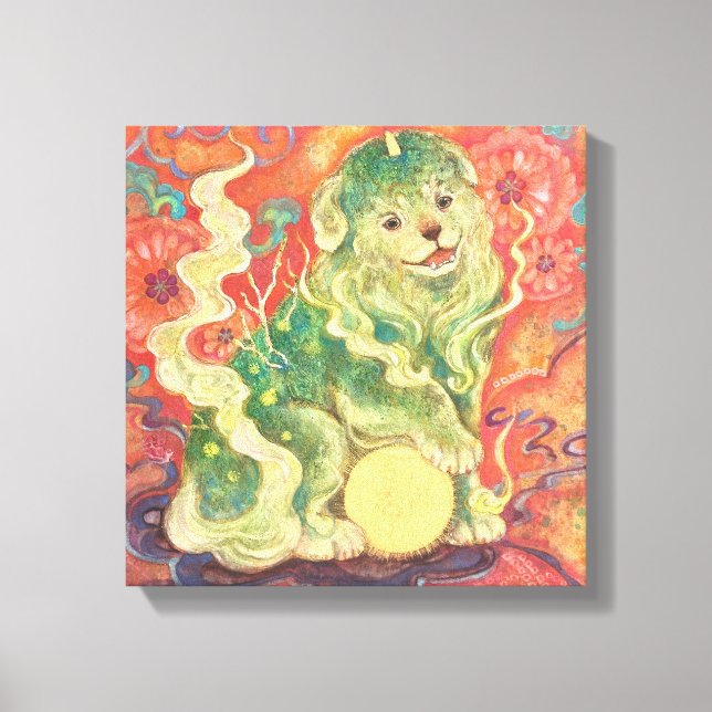 Toile Auspicious Komainu: Guardian of Yuzen Dreams (A Fo (Recto)