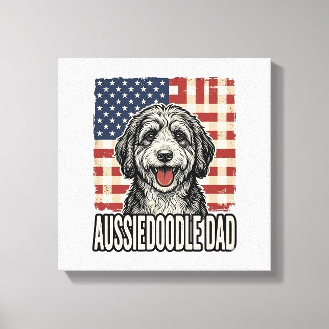 Toile Aussiedoodle Dad Patriotic Vintage Dog Shirt Desig (Recto)