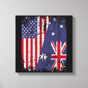 Toile AUSTRALIAN ROOTS Half American Flag AUSTRALIE