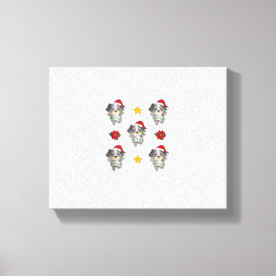 Toile Australian Shepherd Joyeux Chiens d'hiver de Noël