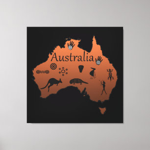 Toile Australie carte continent australien