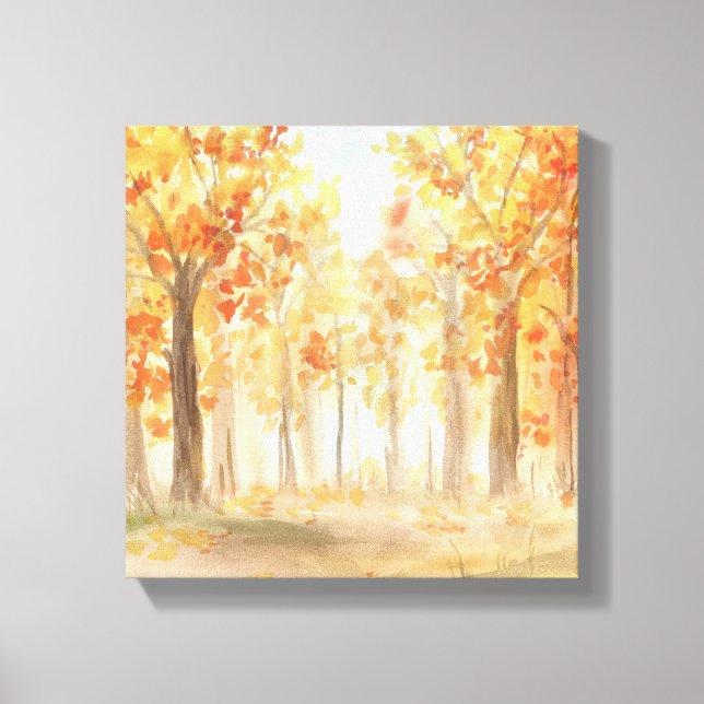 Toile Automne Arbres d'automne Orange Feuille Aquarelle (Recto)