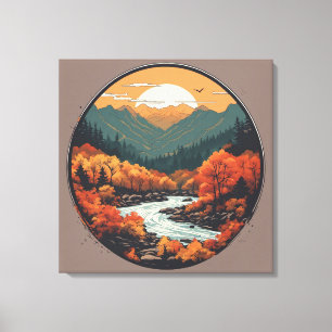 Toile Automne dans les montagnes Art graphique coloré