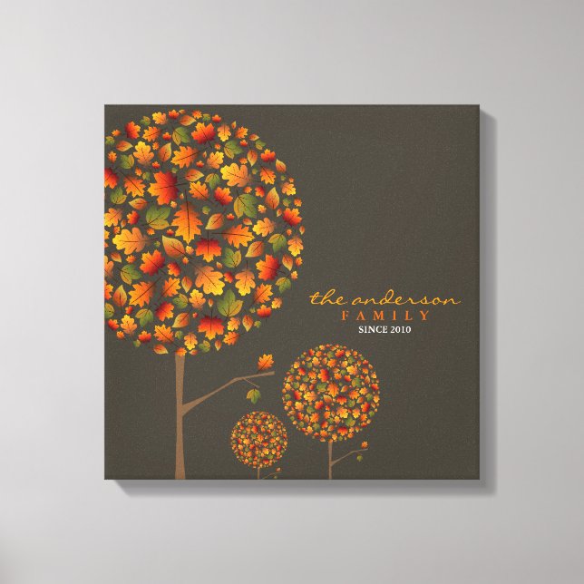 Toile Automne Feuilles automne Pop Tree Famille Canvas I (Recto)
