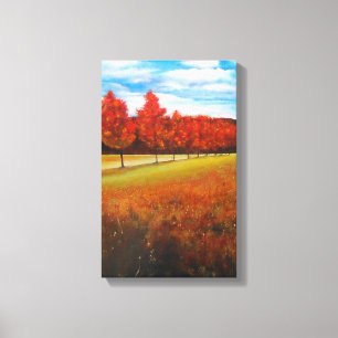 Toile Automne Orange Arbres Feuille Peinture