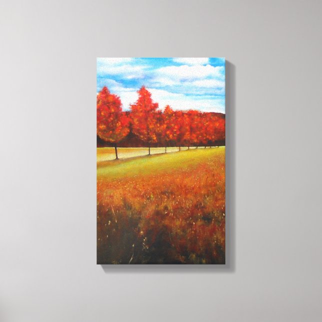 Toile Automne Orange Arbres Feuille Peinture (Recto)