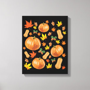 Toile Automne Orange Citrouille Automne Motif
