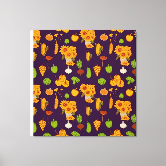 Toile Automne Récolte Saine Veggie Et Fruits Jeter Pi (Recto)