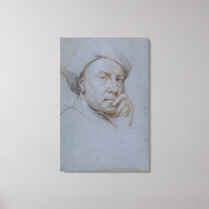 Toile Autoportrait (craie noire, rouge et blanche sur bl