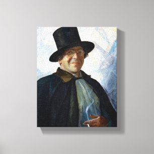 Toile Autoportrait en chapeau supérieur et cap par N. C.