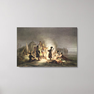 Toile Autour du feu de camp (litho de couleur)