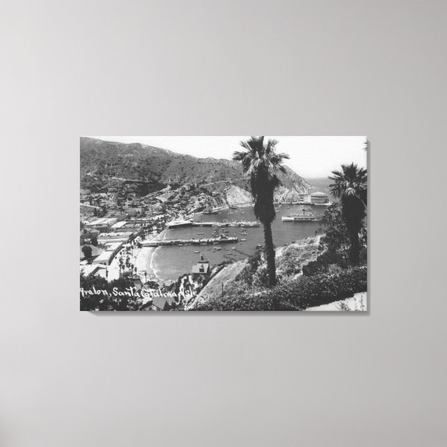 Toile Avalon, CA Père Noël Catalina Island Vue du port (Recto)