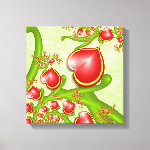 Toile Avec beaucoup d'amour Rouge Coeurs Jaunes Fractal