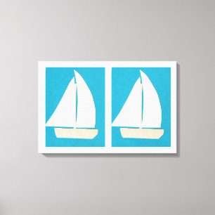 Toile avec voiliers sur un Arrière - plan turquois