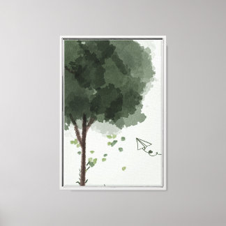 Toile Avion de papier volant à proximité d'un arbre