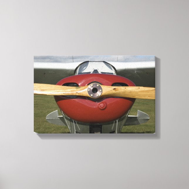 Toile Avion rouge et hélice en bois (Recto)