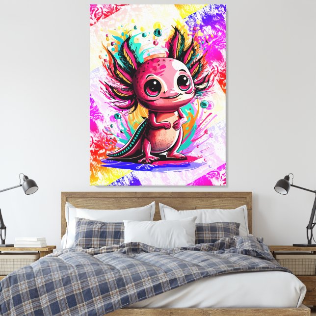 Toile Axolotl Amphibian - Coloré mignon Axolotl (Insitu(Chambre))