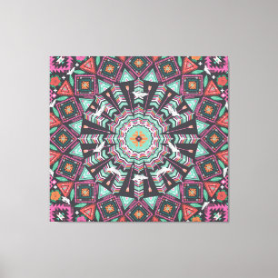 Toile Aztec géométrique : Motif circulaire coloré
