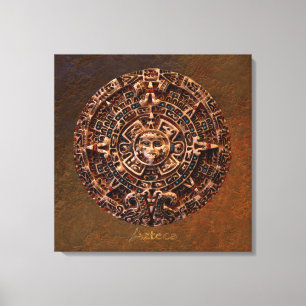 Toile AZTECA ~ Mayan - Aztec Sun Calender Art Imprimer