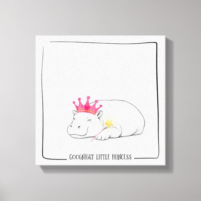 Toile Baby Pygmy Hippo Princess -Wall Art (Recto)