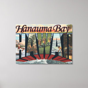 Toile Baie de Hanauma, Hawaï - grandes scènes de lettr