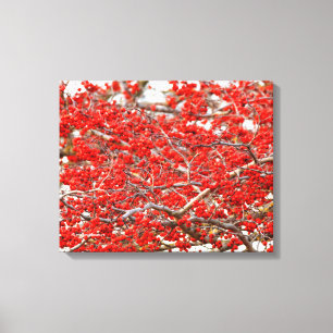 Toile Baies d'arbres de houx rouge vif d'hiver