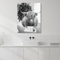 Baignoire de vache Highland noir blanc salle de ba