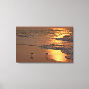 Toile Balade de plage au lever de soleil