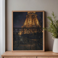 Balcon de la Tour Eiffel à minuit à Paris