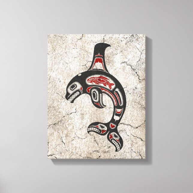 Toile Baleine meurtrière noire et rouge Haida (Recto)